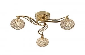 Image of Flush Ceiling 3 Light French Gold, Crystal