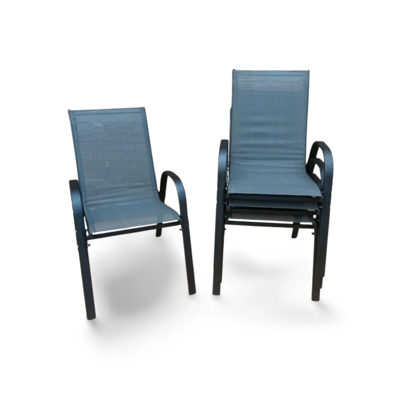 Image of Outdoor Living Grey Stacking Garden Dining Chairs - One Size: 2 Seater Grey Unisex 2 Seater