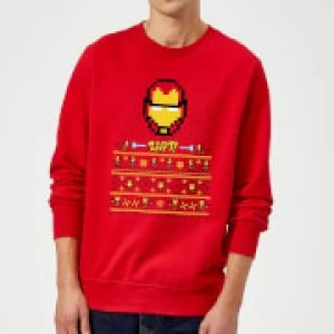 Image of Marvel Avengers Iron Man Pixel Art Christmas Sweatshirt - Red - S