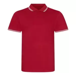 Image of AWDis Mens Stretch Tipped Piqu Polo Shirt (XL) (Charcoal/White)