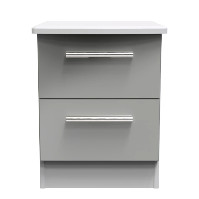 Image of Harrow 2 Drawer Bedside Cabinet In Grey Gloss (Ready Assembled)
