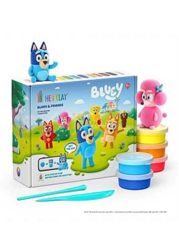 Image of HEY CLAY Bluey & Friends Set 15 Cans of Air Dry Clay with Sculpting Tools