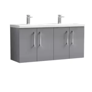 Image of Nuie Arno 1200mm Wall Hung 4 Door Vanity & Double Ceramic Basin Cloud Grey