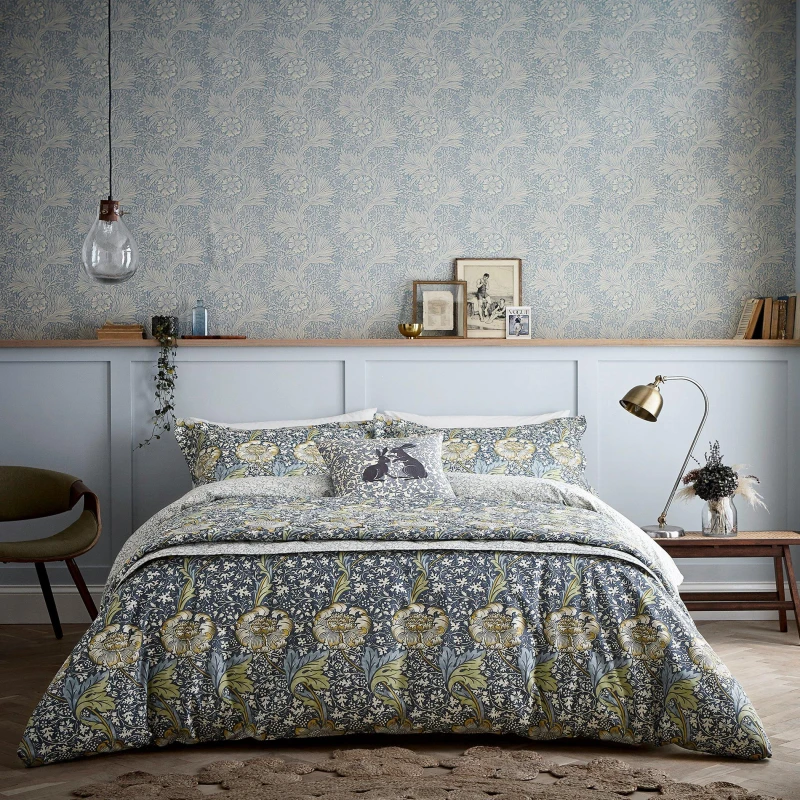 Image of Morris and Co Kennet Duvet Cover Set - Blue Blue Single