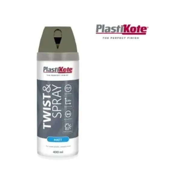 Image of Twist & Spay Matt 400ml Olive Geen PKT23121 - Plastikote