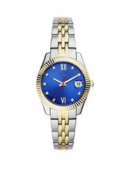 Image of Fossil Scarlette Mini Blie Dial Two Tone Bracelet Women Watch