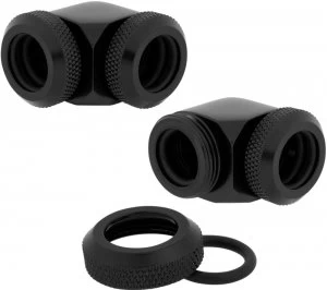 Image of CORSAIR Hydro X Series XF 90° Compression Fitting - 12 mm, Black, Pack of 2, Black