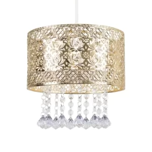 Image of Enna Gold Pendant Shade with Acrylic Jewel Droplets
