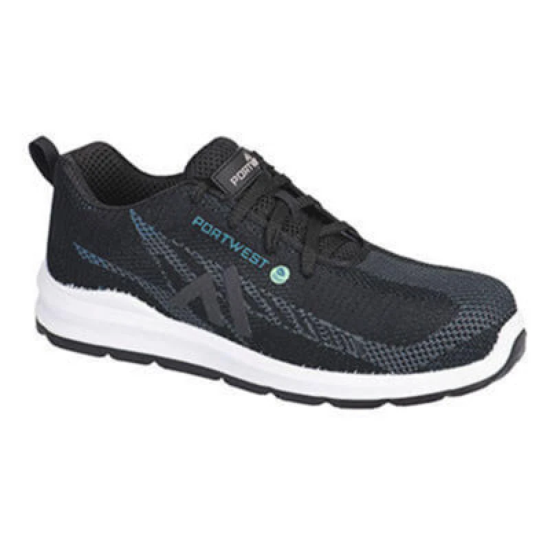 Image of Portwest Eco Fly Composite Safety Trainers FC06BKB47 Colour: Black / Blue