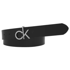 Image of Calvin Klein Re-Lock 3Cm Leather Belt - Black