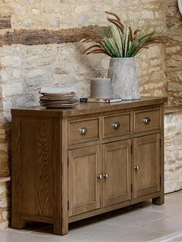 Image of SO'HOME Toledo Oak 3 Door 3 Drawer Sideboard Natural Oak ONE SIZE