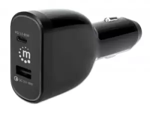 Image of Manhattan Car/Auto Mobile Device Charger, USB-C & USB-A Outputs,...