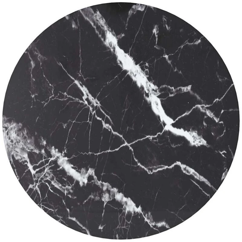 Image of VIDAXL Table Top Black Ø40x0.8cm Tempered Glass with Marble Design vidaXL 8720286055946