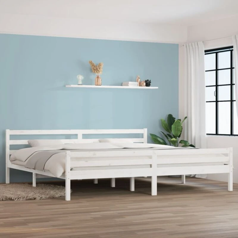 Image of VIDAXL Bed Frame without Mattress White Solid Wood 200x200cm Vidaxl 8720286997857