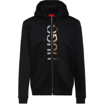 Image of Hugo Boss Dellar Split Logo Zip Through Hoodie Black Size M Men