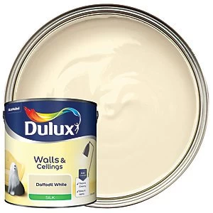 Image of Dulux Walls & Ceilings Daffodil White Silk Emulsion Paint 2.5L
