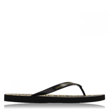 Image of Calvin Klein Jeans Edmur Flip Flops - Black/Yellow