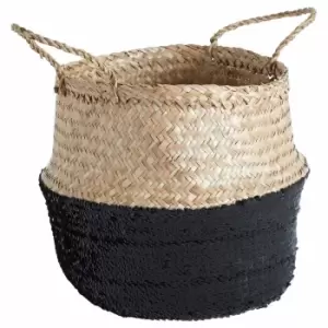Image of Seagrass Basket Natural Top Medium, black