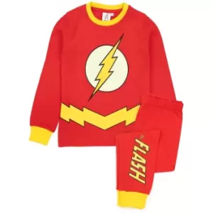 Image of The Flash Childrens/Kids Logo Glow In The Dark Pyjama Set (8-9 Years) (Red)