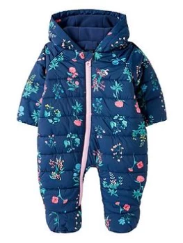 Image of Joules Baby Girls Snuggle Floral Pramsuit - Navy, Size 9-12 Months