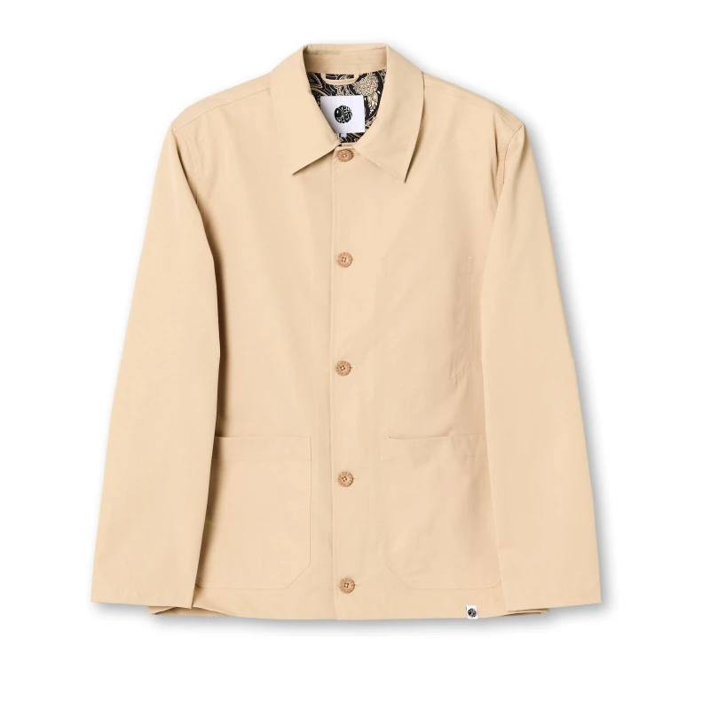 Image of Pretty Green Mens Didsbury Structured Relaxed Fit Overshirt Sand male Small