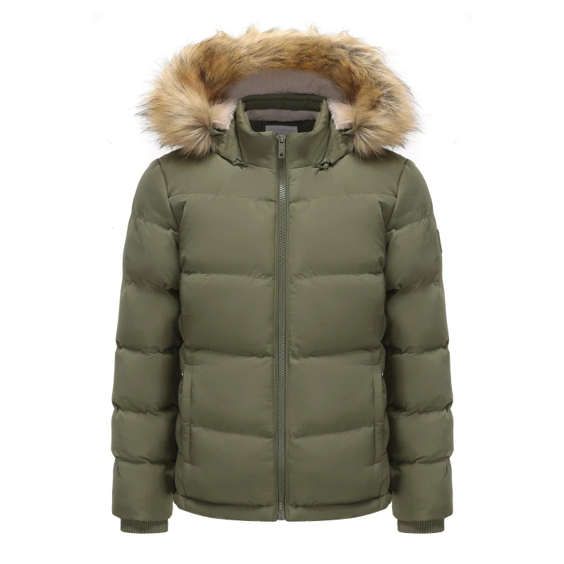 Image of SoulCal Womens 2 Zip Bubble Hooded Long Sleeve Short Puffer Jacket Khaki female 8 (36)