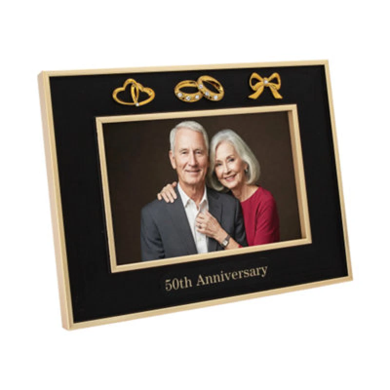 Image of Happy Homewares 50Th Anniversary Picture Frame In Matte Black With Brushed Gold Trim