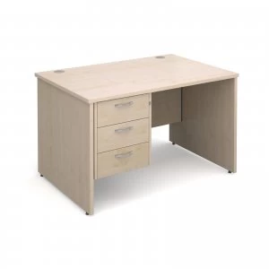 Image of Maestro 25 PL Straight Desk With 3 Drawer Pedestal 1200mm - Maple pane