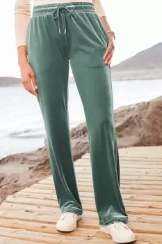 Image of Pull-On Velour Straight Leg Trousers 31" (79cm) inside leg