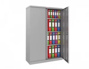 Image of SCL Series SCL1491GGK 2 Door 3 Shelf Steel Storage Cupboard in Grey with Key Lock
