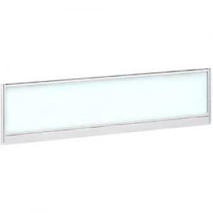 Image of Dams International Desktop Glazed Screen Polar White Aluminium White Frame 1400 x 30 x 380mm