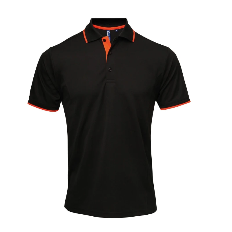 Image of Premier Premier Men Contrast Coolchecker Polo Shirt in Black Size: Small Black S Male 5057520100579