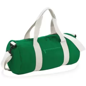 Image of Bagbase Plain Varsity Barrel / Duffle Bag (20 Litres) (Pack of 2) (One Size) (Kelly Green/Off White) - Kelly Green/Off White