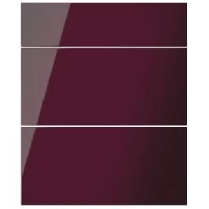 Image of Cooke Lewis Raffello High Gloss Aubergine Drawer front W600mm Set of 3