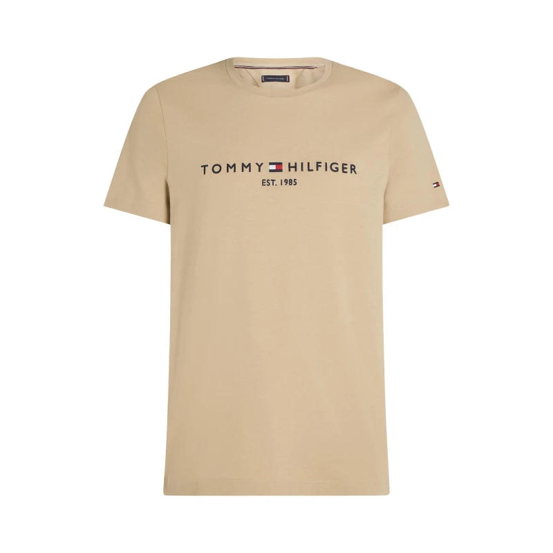 Image of Tommy Hilfiger Logo Crew Neck T Shirt Sandalwood male S