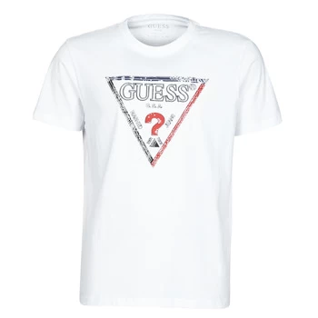 Image of Guess TRIESLEY CN SS TEE mens T shirt in White - Sizes S,M,L,XL,XS