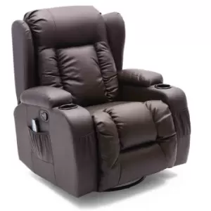 Image of Caesar Swivel Rocking Massage Heated Manual Recliner - Brown