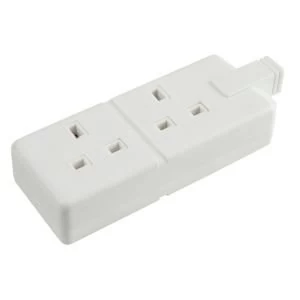 Image of BQ 13A 2 Gang White Unswitched Trailing Socket