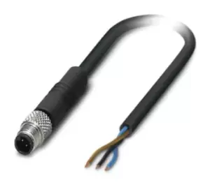 Image of Phoenix Contact Sac-3P-M5Ms/ 3,0-Pur Sensor Cord, 3P, M5 Plug-Free End, 3M