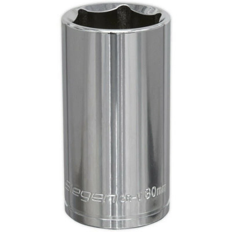 Image of Loops 30mm Chrome Plated Deep Drive Socket - 1/2" Square Drive High Grade Carbon Steel Metallics