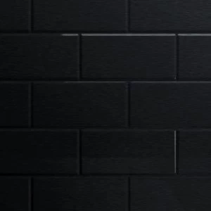 Image of Splashwall Gloss Black Tile effect 2 sided Shower Panel kit (L)2420mm (W)1200mm (T)3mm