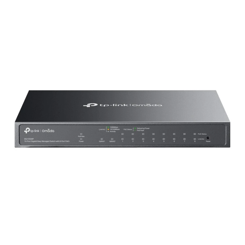 Image of TP Link Omada 10-Port Gigabit Easy Managed Switch with 8-Port PoE+ ES210GMP