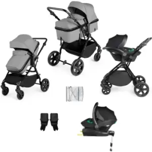Image of Ickle Bubba Comet All-in-One i-Size Travel System with Stratus car seat & ISOFIX Base, Black / Space Grey / Black