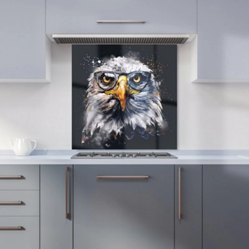 Image of Warren Reed - Designer Eagle In Glasses Splashart Kitchen Splashback W600Mm X H600Mm, Multi WR00902-P450