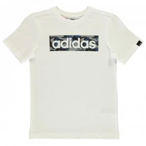 Image of adidas Camo Linear T Shirt Junior - Wht/Blue/Grey