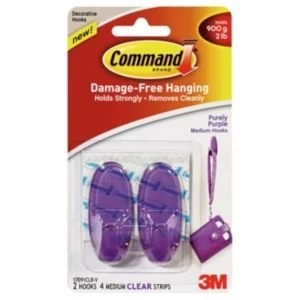 Image of 3M Command Purple Plastic Hooks Pack of 2