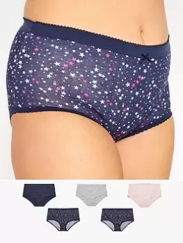 Image of Yours 5 Pack Sparkle Star Full Briefs - Multi, Size 38-40, Women