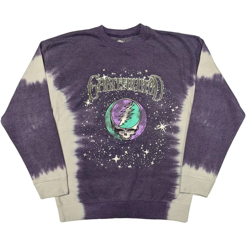 Image of Grateful Dead Mens Cosmic Stealie Dip Dye Sweatshirt in Purple Size: Medium Purple Male M