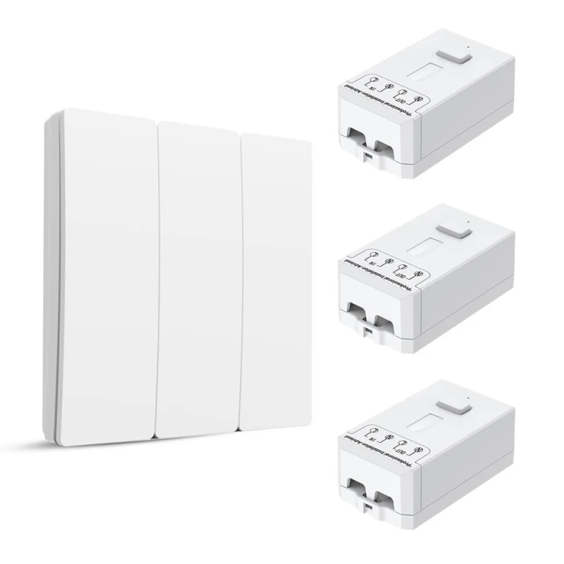 Image of ENER-J 3 Gang Wireless Kinetic Switch White with 5A RF Receiver White Unisex