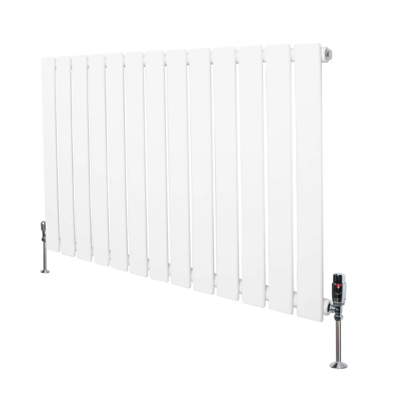 Image of Monstershop Flat Single Column Radiator & Valves - 600mm x 910mm - White White Unisex
